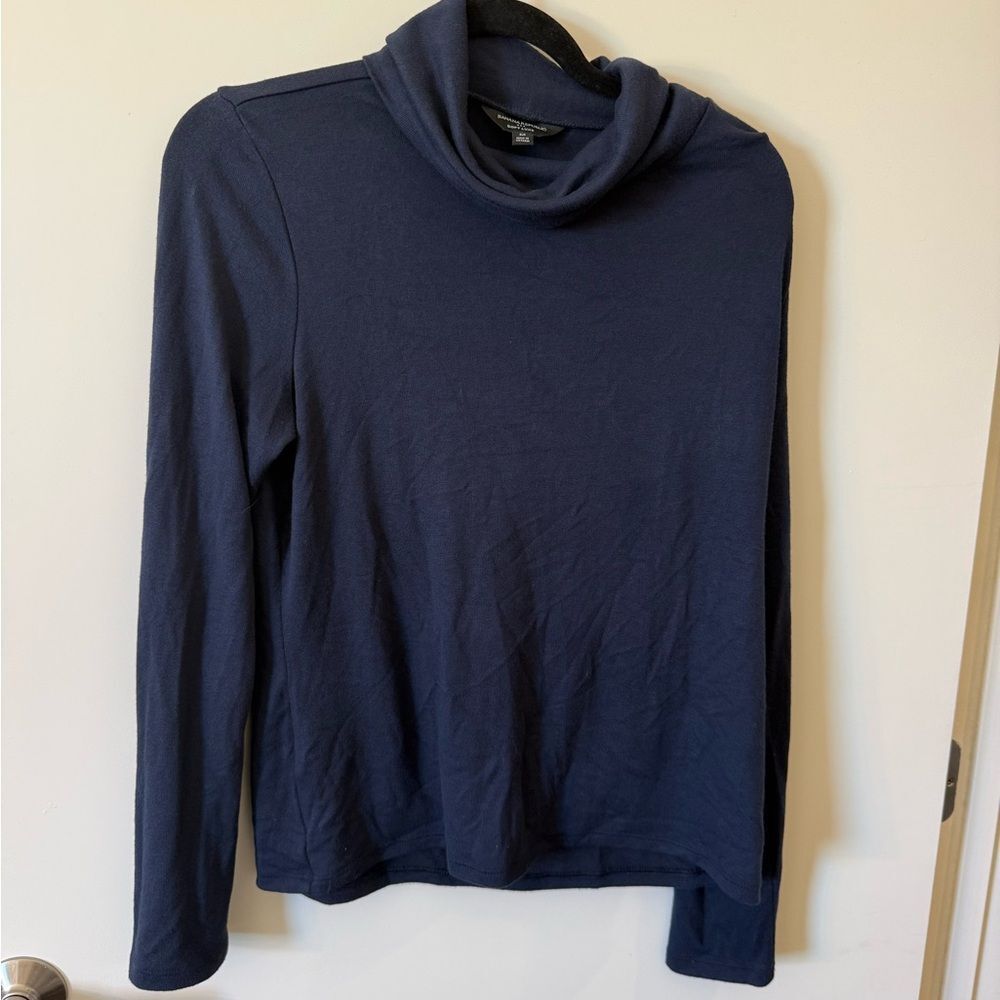 Banana Republic Navy Cowl Neck Soft Luxe Top